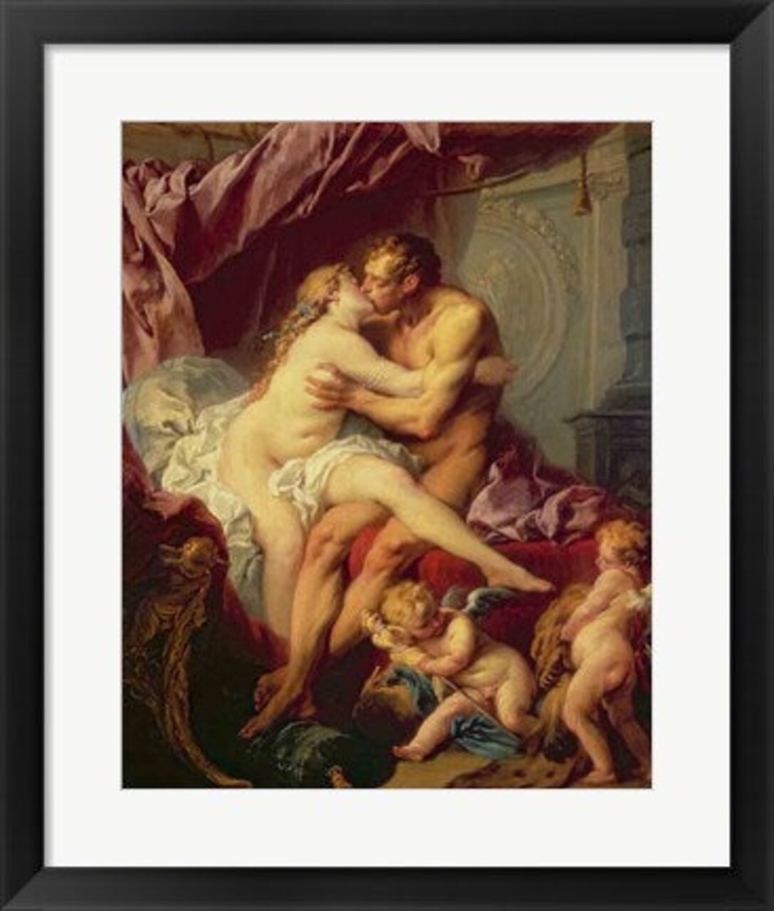 Framed Art Hercules and Omphale by Francois Boucher Wall Decor 18x24 Artwork